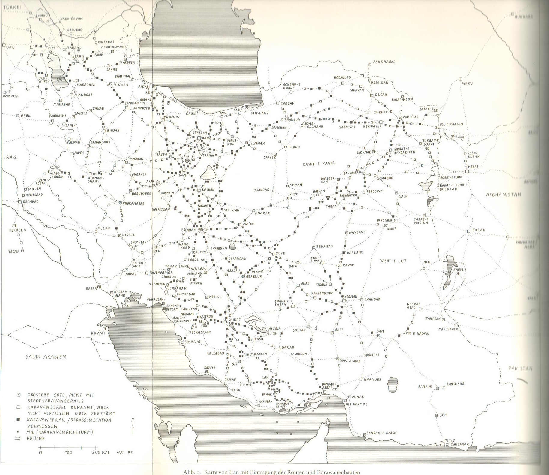 نقشه پراکندگی کاروانسراهای ایران